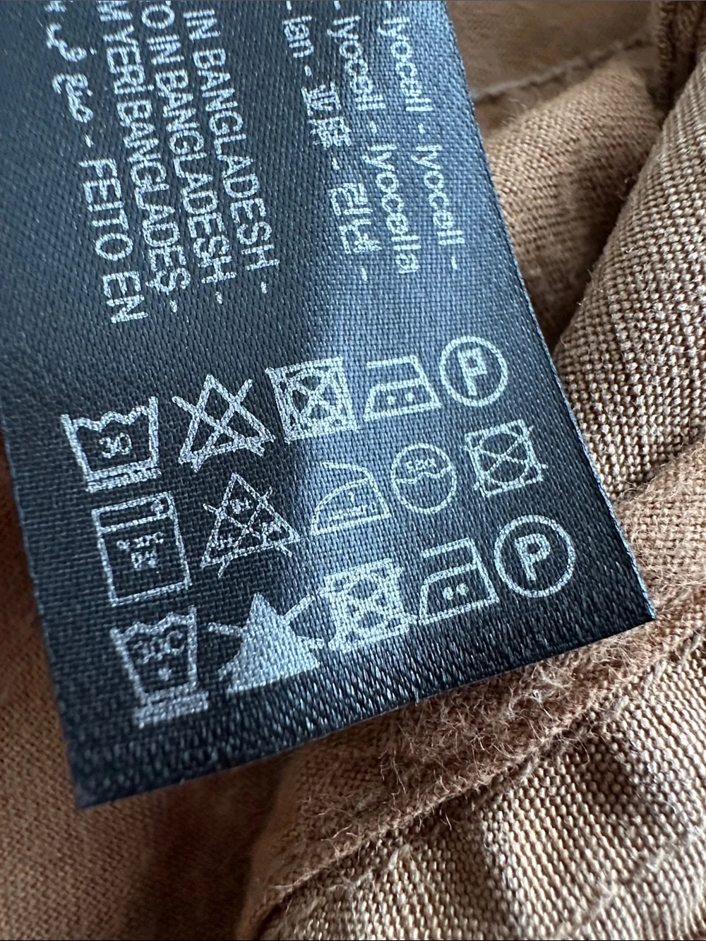 ZARA Fluid Utility Pants S Brown Lyocell Linen Wide Leg Minimalist Quiet Luxury